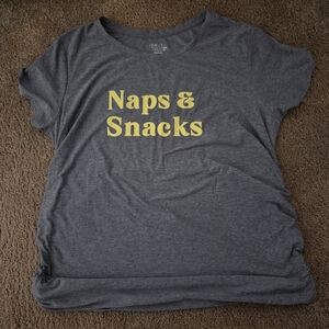 Maternity T-Shirt 'Naps & Snacks' Print